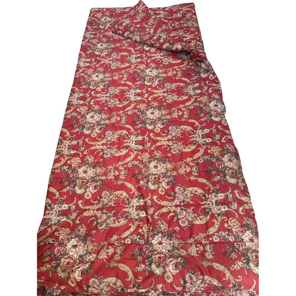 VTG Ralph Lauren Danielle Marseilles King Comforter and Two Ruffled Shams Red